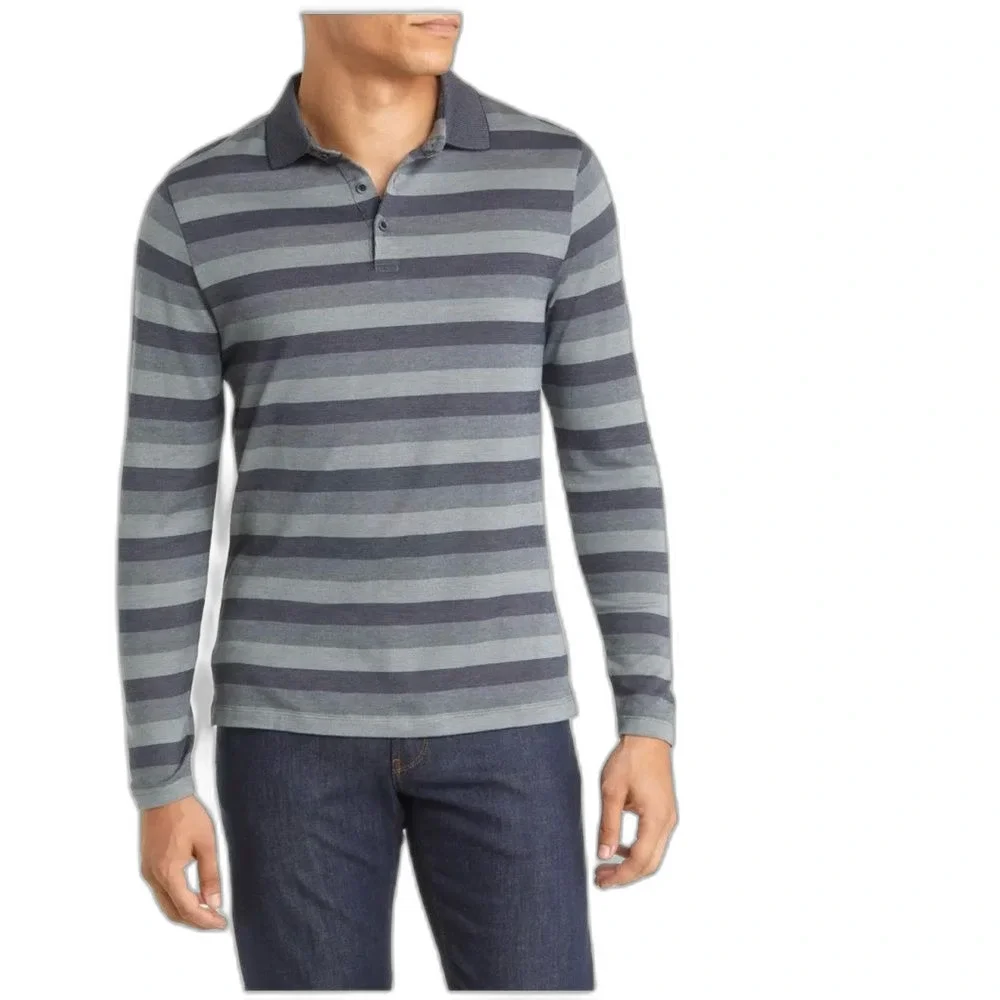 Robert Barakett Cota Stripe Long Sleeve Cotton Polo XXL NWOT